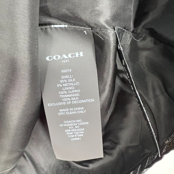 Coach Dress Page Boy Silk Blend Black Palm Tree Long Sleeve Mini NWT - Picture 10 of 12